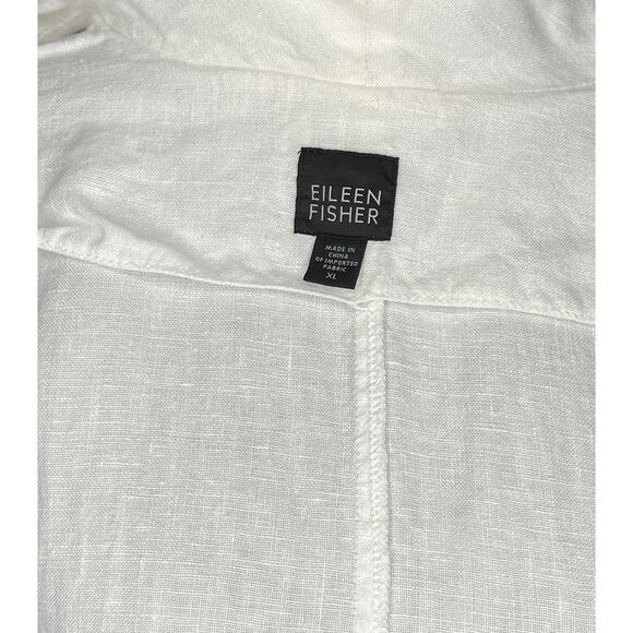 Eileen Fisher women's white Irish Linen lagenlook button blazer top pockets XL - Picture 4 of 10